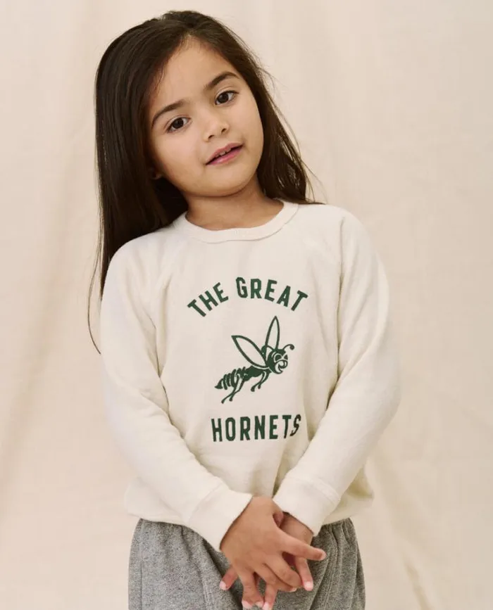 Sweatshirts Little039s The Great The Little College Sweatshirt Washed White With Hornet Graphic