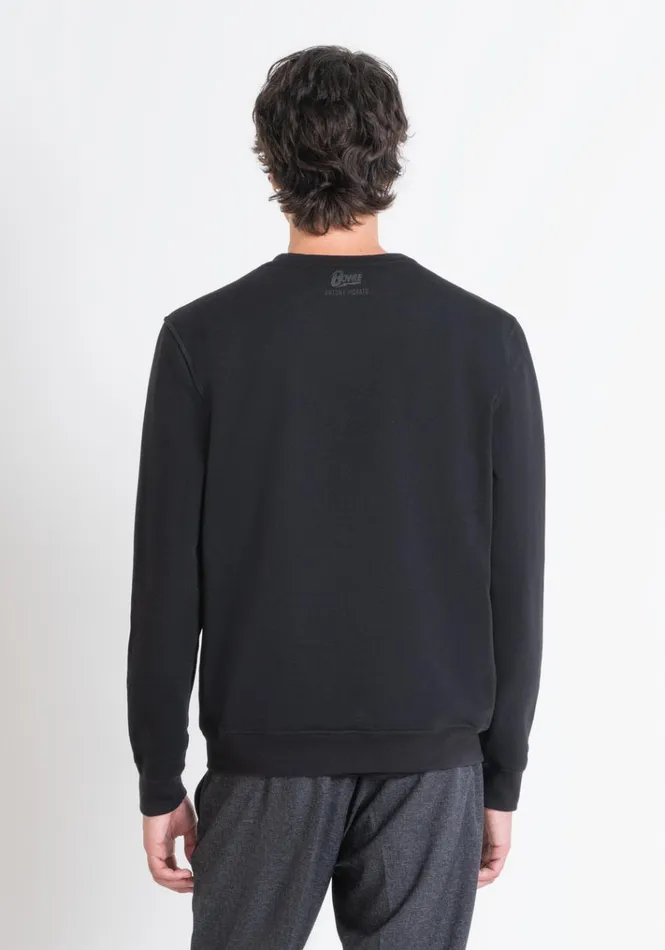 Sweatshirts Men Antony Morato Regular Fit Sweatshirt In Black Sustainable Cotton Blend With 034David Bowie034 Print Black