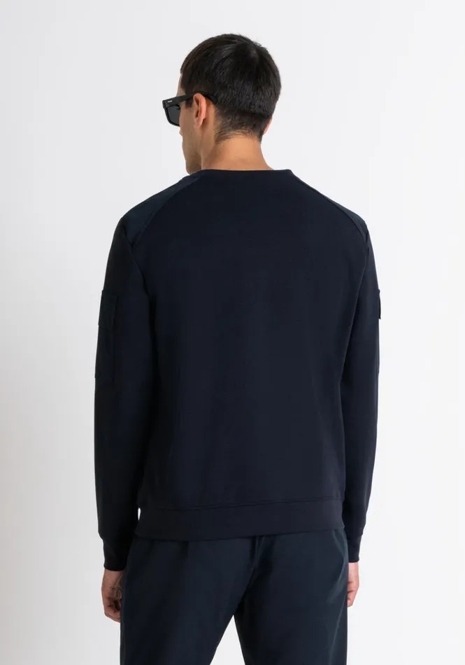 Sweatshirts Men Antony Morato Regular Fit Sweatshirt In Blue Cotton Blend With Sleeve Pockets Blue Ink