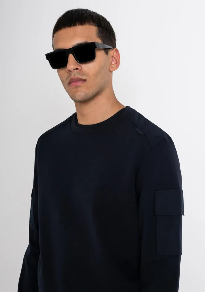 Sweatshirts Men Antony Morato Regular Fit Sweatshirt In Blue Cotton Blend With Sleeve Pockets Blue Ink