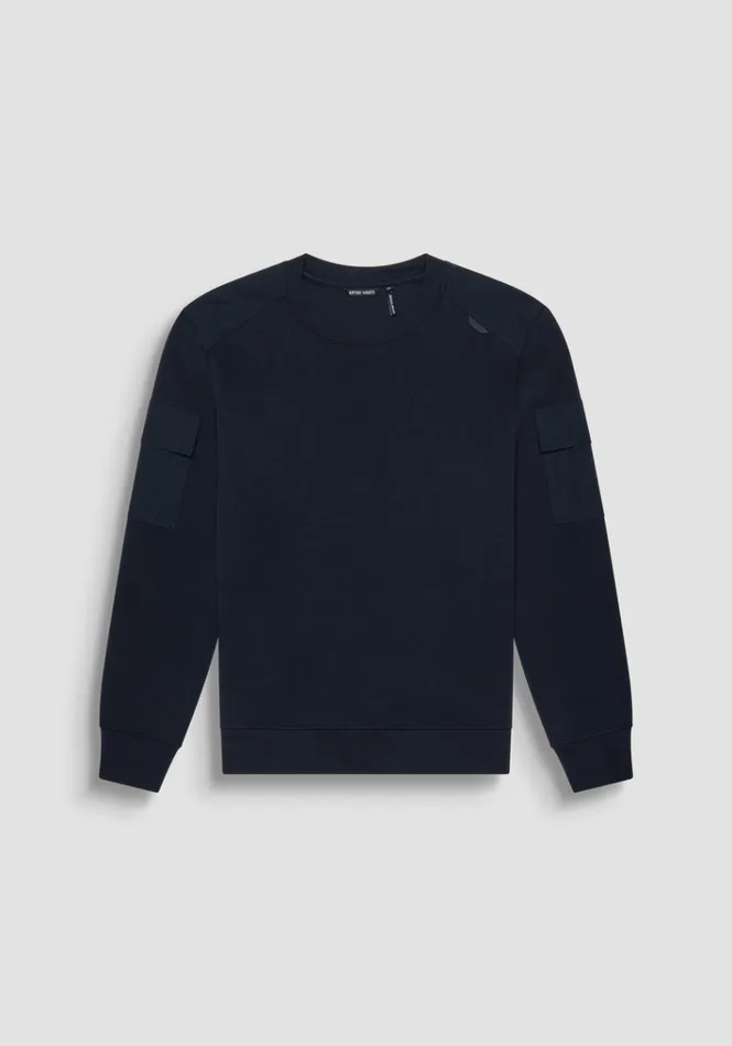 Sweatshirts Men Antony Morato Regular Fit Sweatshirt In Blue Cotton Blend With Sleeve Pockets Blue Ink