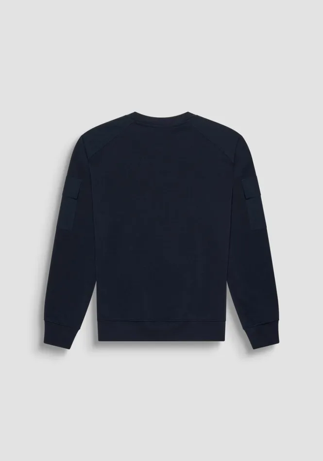 Sweatshirts Men Antony Morato Regular Fit Sweatshirt In Blue Cotton Blend With Sleeve Pockets Blue Ink