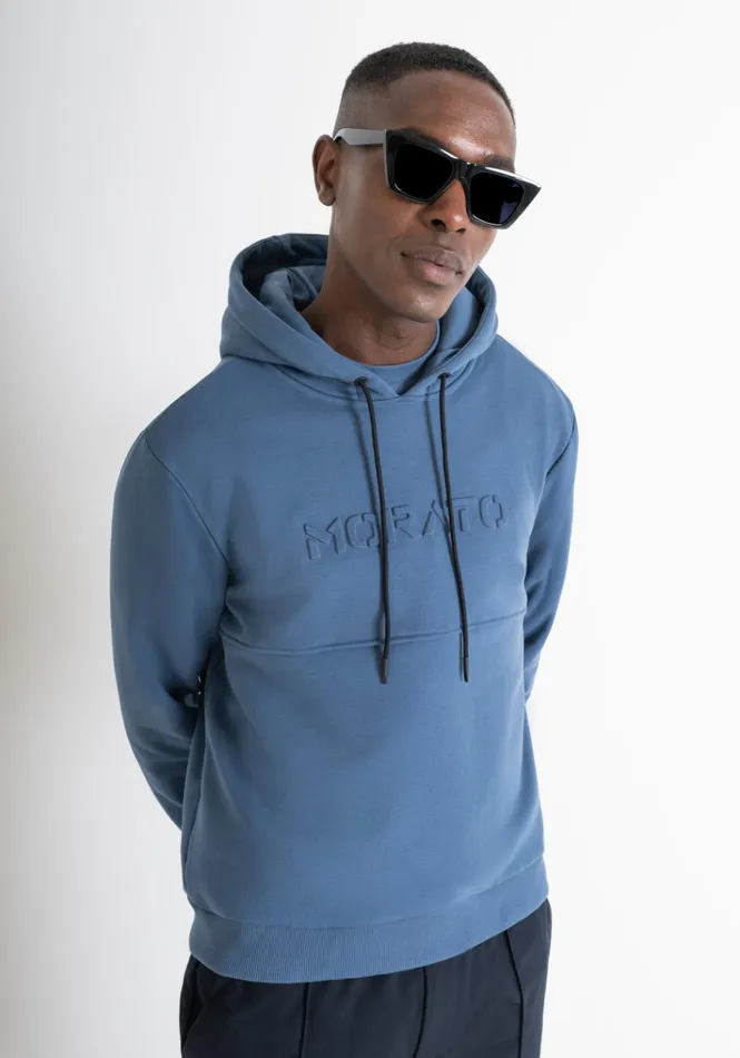 Sweatshirts Men Antony Morato Relaxed Fit Hoodie In Light Cotton Blend Sustainable Fabric Worker Avio