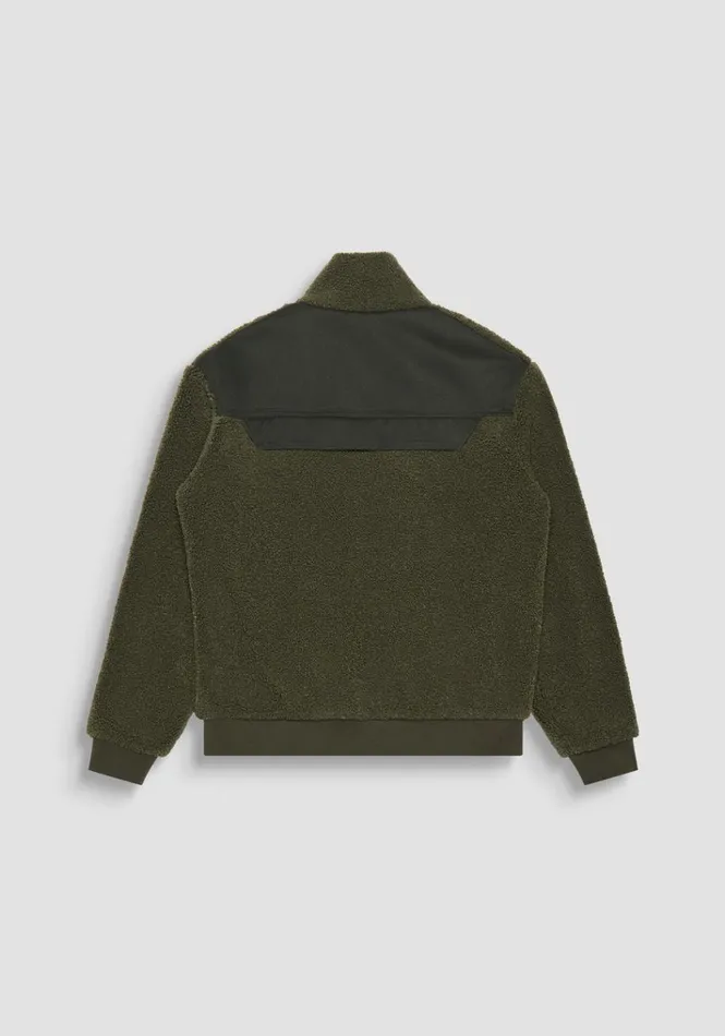 Sweatshirts Men Antony Morato Sherpa Effect Regular Fit Zip Sweatshirt Army Green