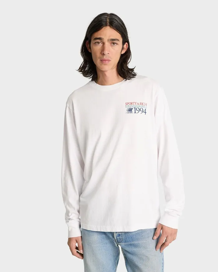 Sweatshirts Men Sporty and Rich Finish Line Longsleeve 8211 WhiteMulti