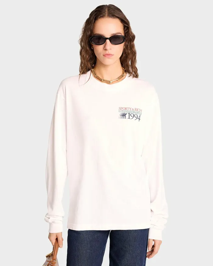 Sweatshirts Men Sporty and Rich Finish Line Longsleeve 8211 WhiteMulti