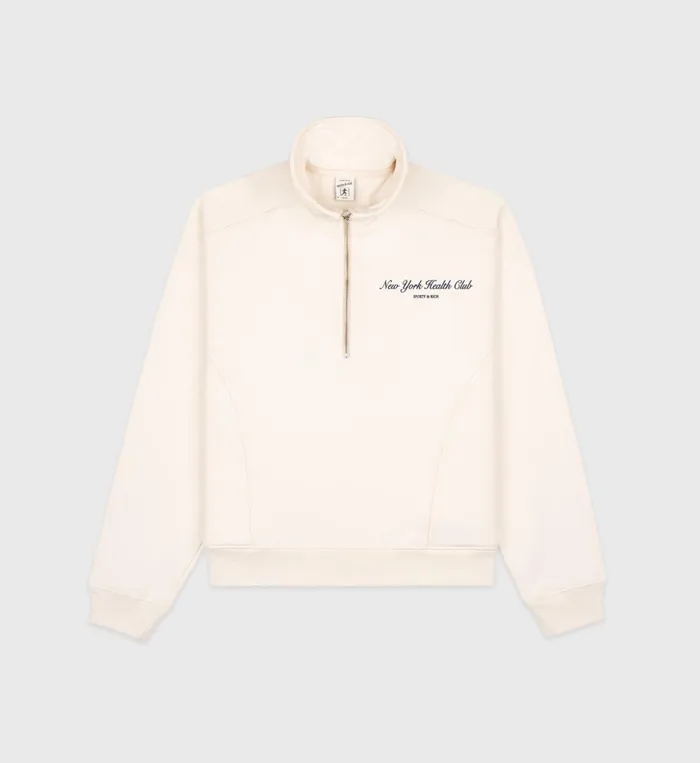 Sweatshirts Men Sporty and Rich NY Health Club Quarter Zip 8211 CreamNavy
