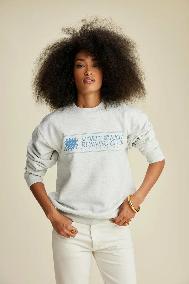 Sweatshirts Women Sporty and Rich 94 Running Club Crewneck 8211 Heather Gray
