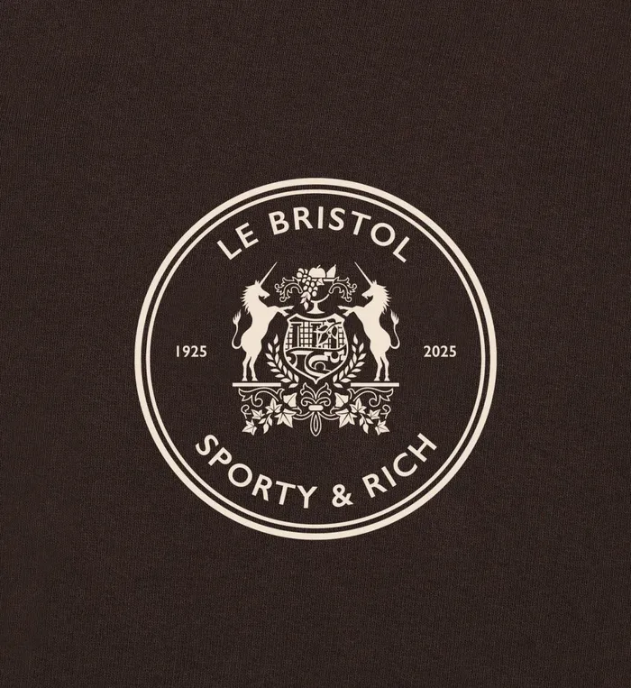 Sweatshirts Women Sporty and Rich Bristol Crest 100th Crewneck 8211 ChocolateCream