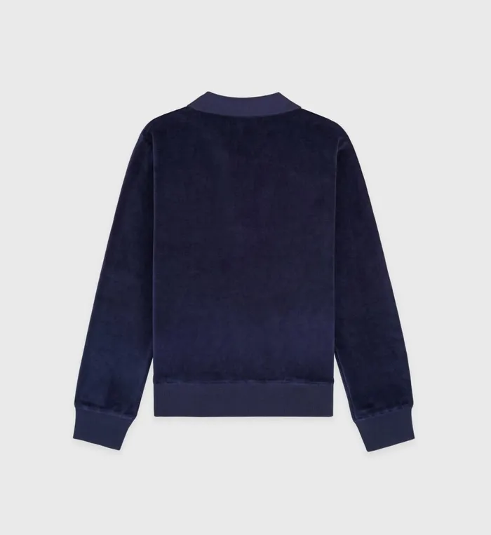 Sweatshirts Women Sporty and Rich SRC Velour Longsleeve Polo 8211 NavyWhite