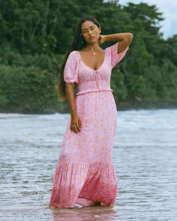 Sweet On You Maxi Dress Pink Trails Women Billabong Maxi Dresses