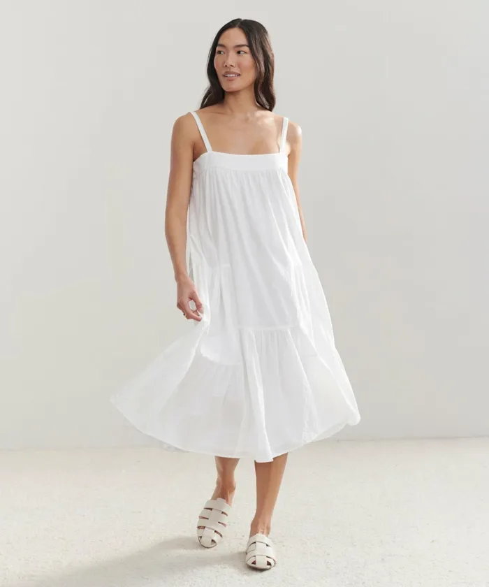 Swim and Beach Women Jenni Kayne Seersucker Summer Dress Ivory