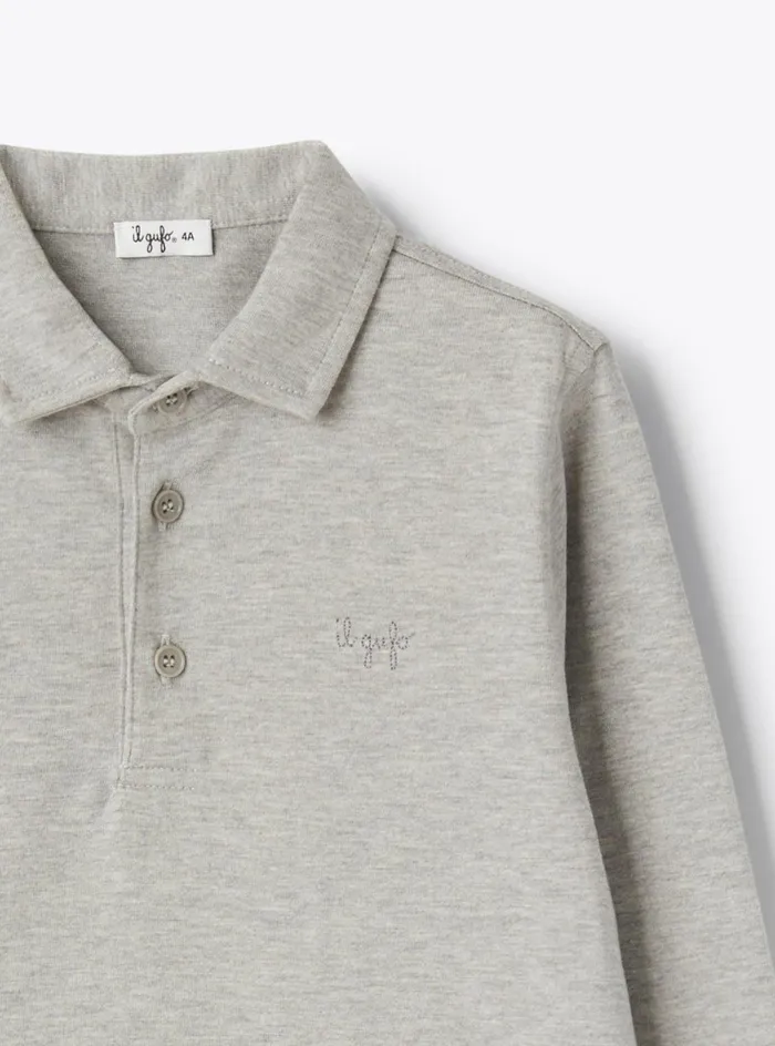 Tshirt And Polo Shirts Boy 216 Il Gufo Longsleeved Polo In Cotton Jersey