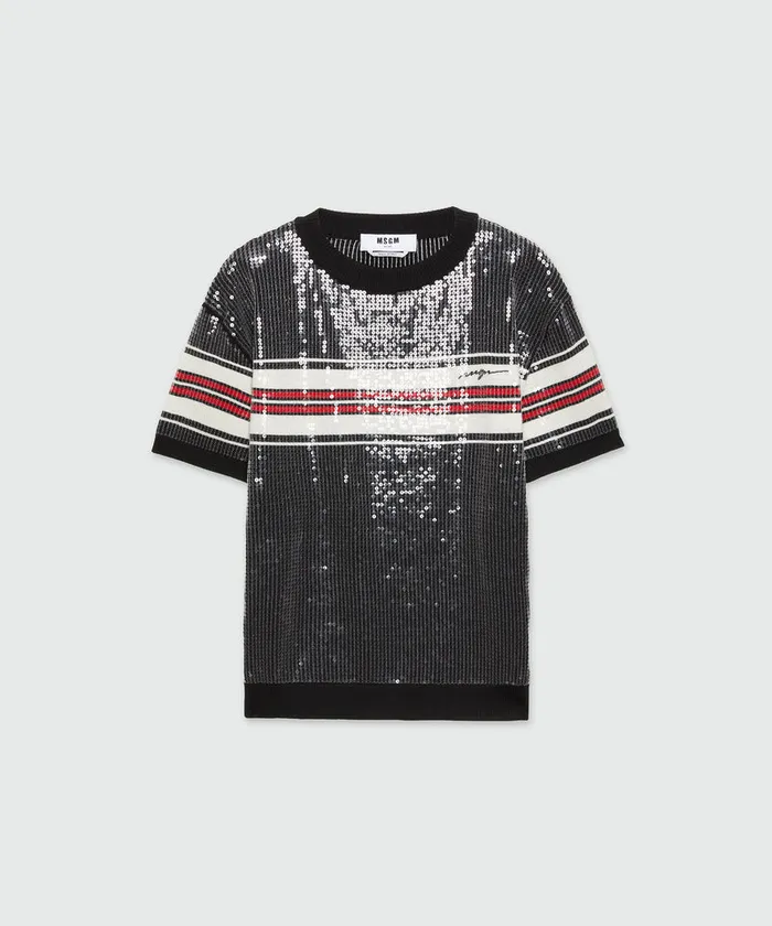 TShirt In Wool And Sequins Men MSGM Knitwear