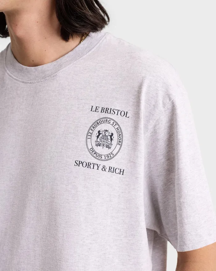 TShirts and Tops Women Sporty and Rich Crest Seal 100th T Shirt 8211 Heather GrayNavy