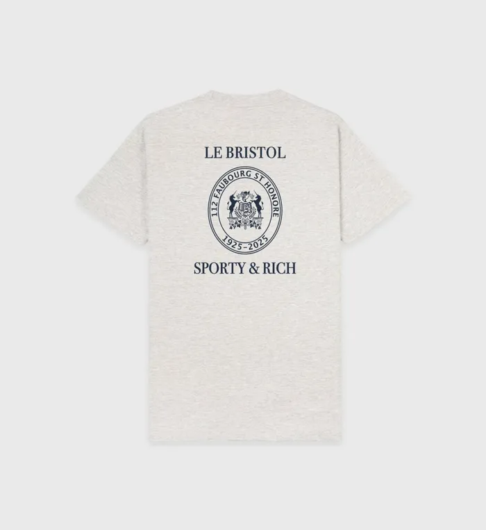 TShirts and Tops Women Sporty and Rich Crest Seal 100th T Shirt 8211 Heather GrayNavy