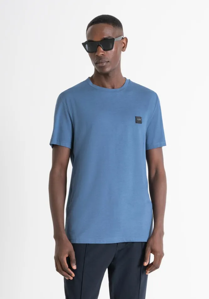 TShirts And Polo Men Antony Morato Regular Fit TShirt In Blue Sustainable ViscoseBlend Fabric Worker Avio TShirts And Polo Men Antony Morato Regular Fit TShirt In Blue Sustainable ViscoseBlend Fabric Worker Avio