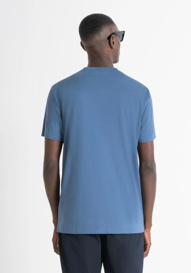 TShirts And Polo Men Antony Morato Regular Fit TShirt In Blue Sustainable ViscoseBlend Fabric Worker Avio