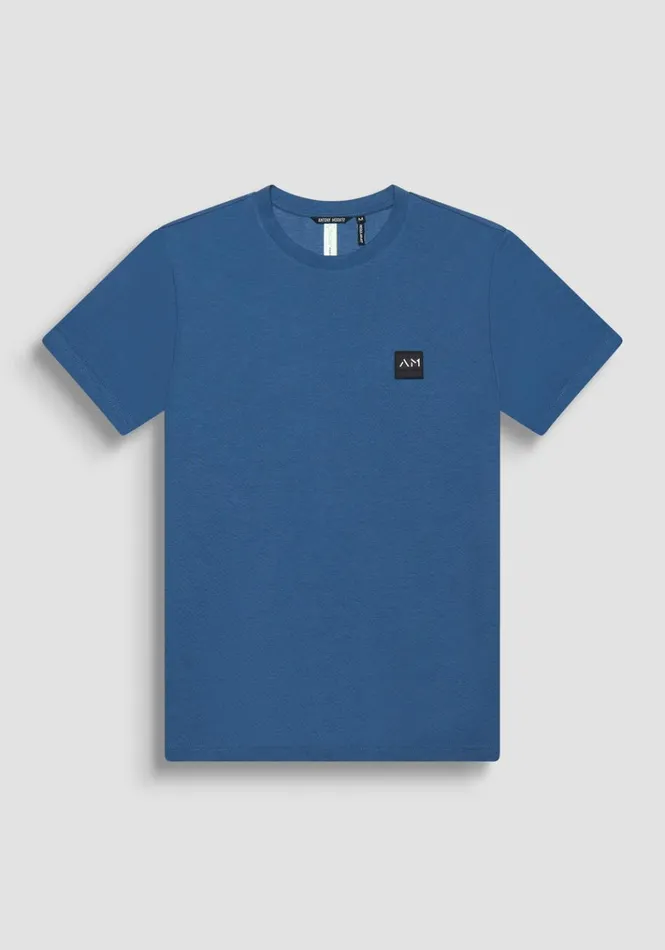 TShirts And Polo Men Antony Morato Regular Fit TShirt In Blue Sustainable ViscoseBlend Fabric Worker Avio