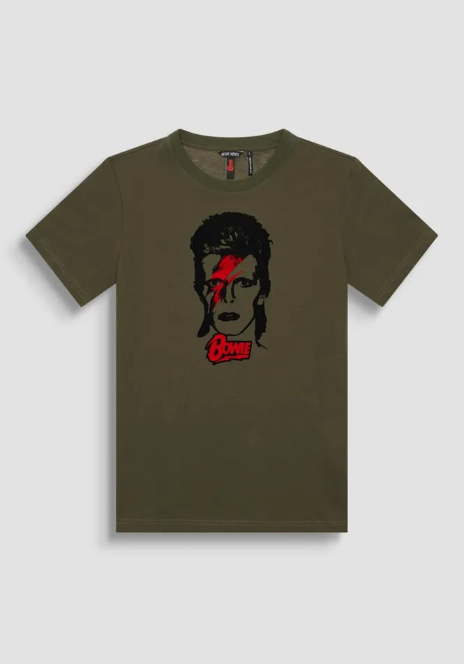 TShirts And Polo Men Antony Morato Regular Fit TShirt In Green Cotton Jersey With 034David Bowie034 Print Army Green TShirts And Polo Men Antony Morato Regular Fit TShirt In Green Cotton Jersey With 034David Bowie034 Print Army Green