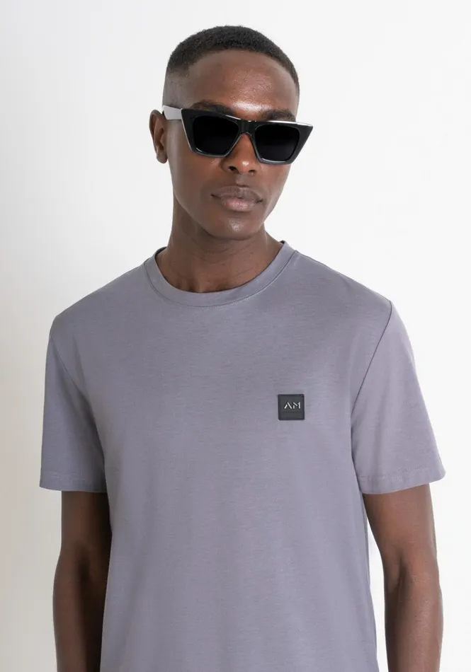 TShirts And Polo Men Antony Morato Regular Fit TShirt In Grey Sustainable ViscoseBlend Fabric Anthracite
