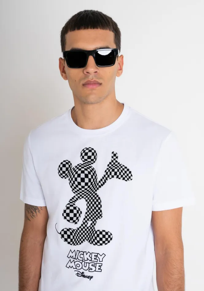 TShirts And Polo Men Antony Morato Regular Fit TShirt In White Cotton Jersey With 034Mickey Mouse034 Print White