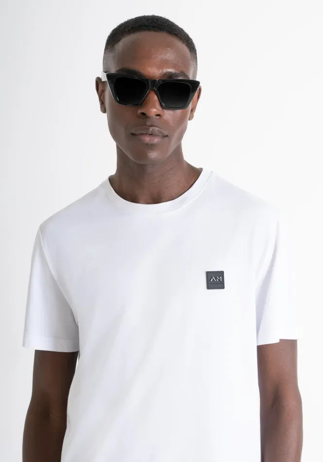TShirts And Polo Men Antony Morato Regular Fit TShirt In White Sustainable ViscoseBlend Fabric White