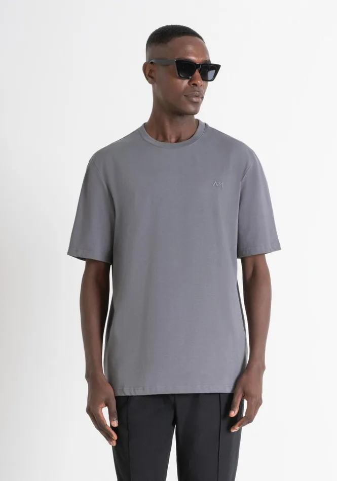 TShirts And Polo Men Antony Morato Relaxed Fit TShirt In Structured Jersey Cotton Anthracite TShirts And Polo Men Antony Morato Relaxed Fit TShirt In Structured Jersey Cotton Anthracite