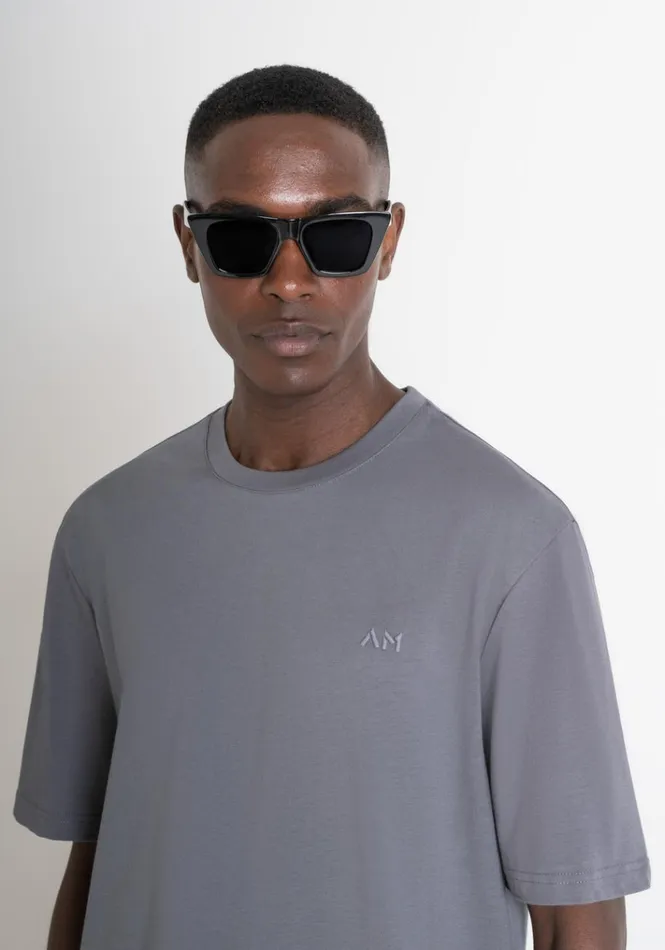 TShirts And Polo Men Antony Morato Relaxed Fit TShirt In Structured Jersey Cotton Anthracite