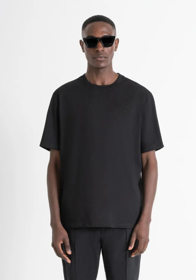 TShirts And Polo Men Antony Morato Relaxed Fit TShirt In Structured Jersey Cotton Black TShirts And Polo Men Antony Morato Relaxed Fit TShirt In Structured Jersey Cotton Black