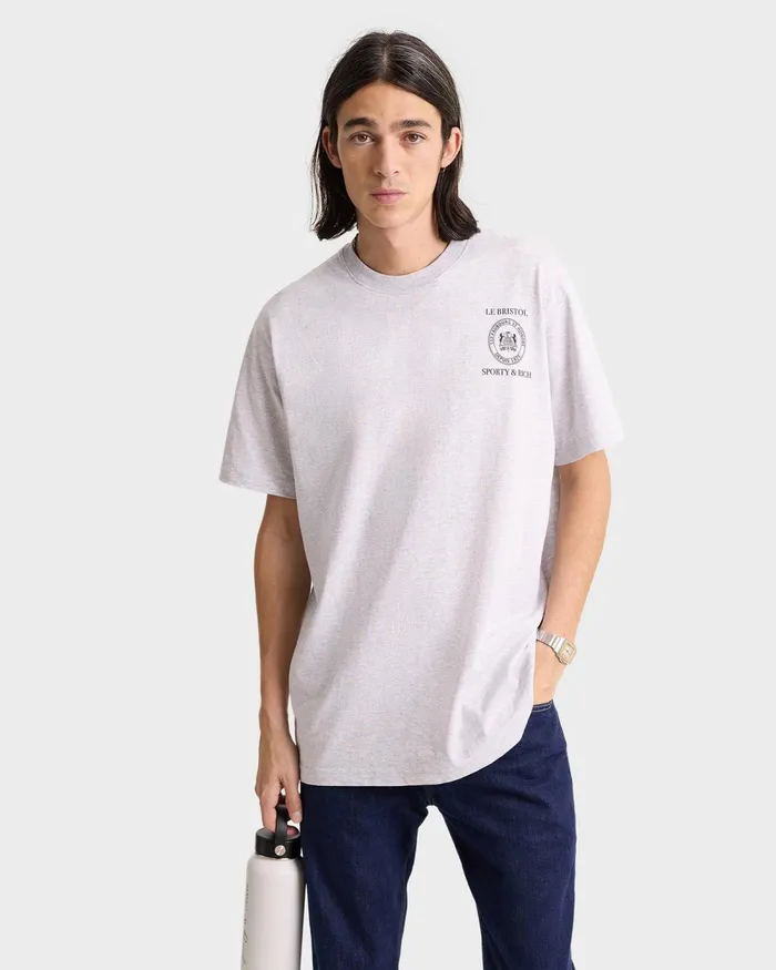TShirts Men Sporty and Rich Crest Seal 100th T Shirt 8211 Heather GrayNavy