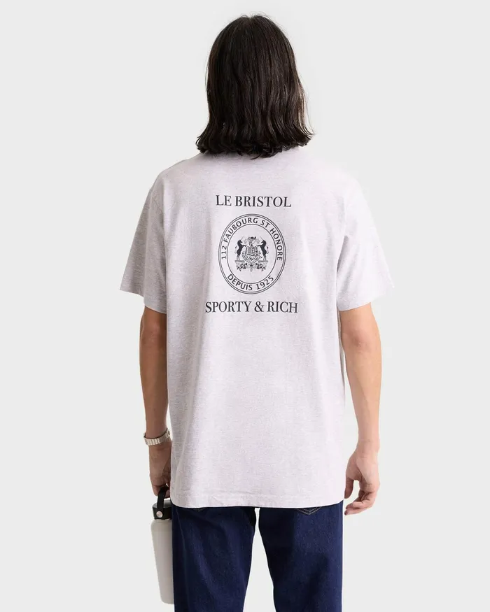 TShirts Men Sporty and Rich Crest Seal 100th T Shirt 8211 Heather GrayNavy