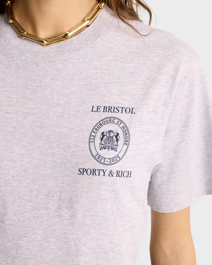 TShirts Men Sporty and Rich Crest Seal 100th T Shirt 8211 Heather GrayNavy