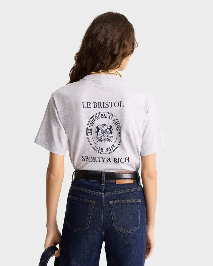 TShirts Men Sporty and Rich Crest Seal 100th T Shirt 8211 Heather GrayNavy