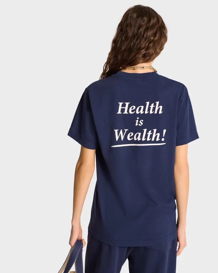TShirts Men Sporty and Rich Health Is Wealth TShirt 8211 NavyWhite