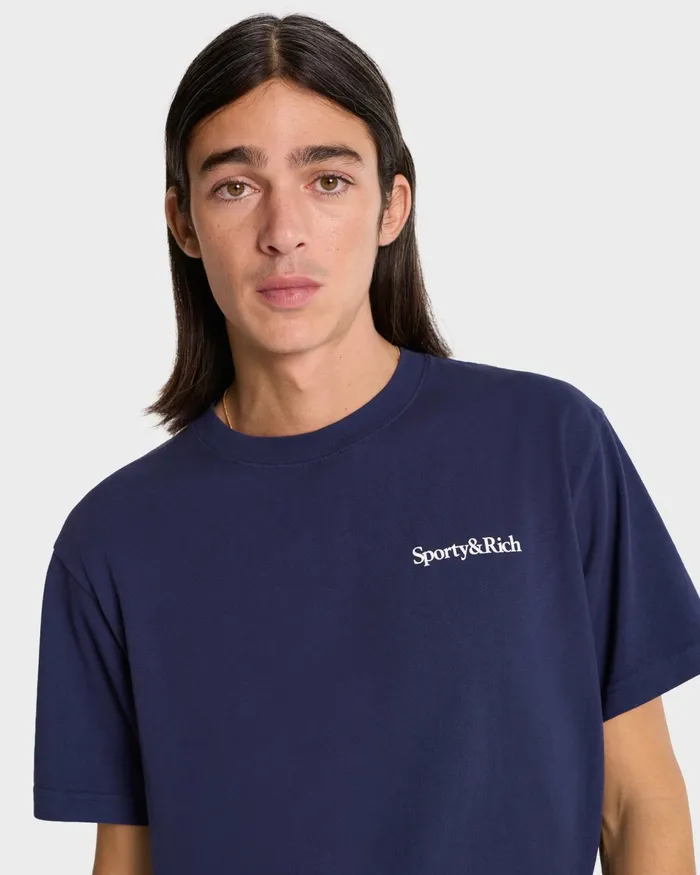 TShirts Men Sporty and Rich Health Is Wealth TShirt 8211 NavyWhite