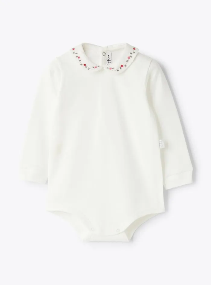 Tshirts Shirts And Bodies Baby 036 Il Gufo Cotton Jersey Bodysuit With Embroidery