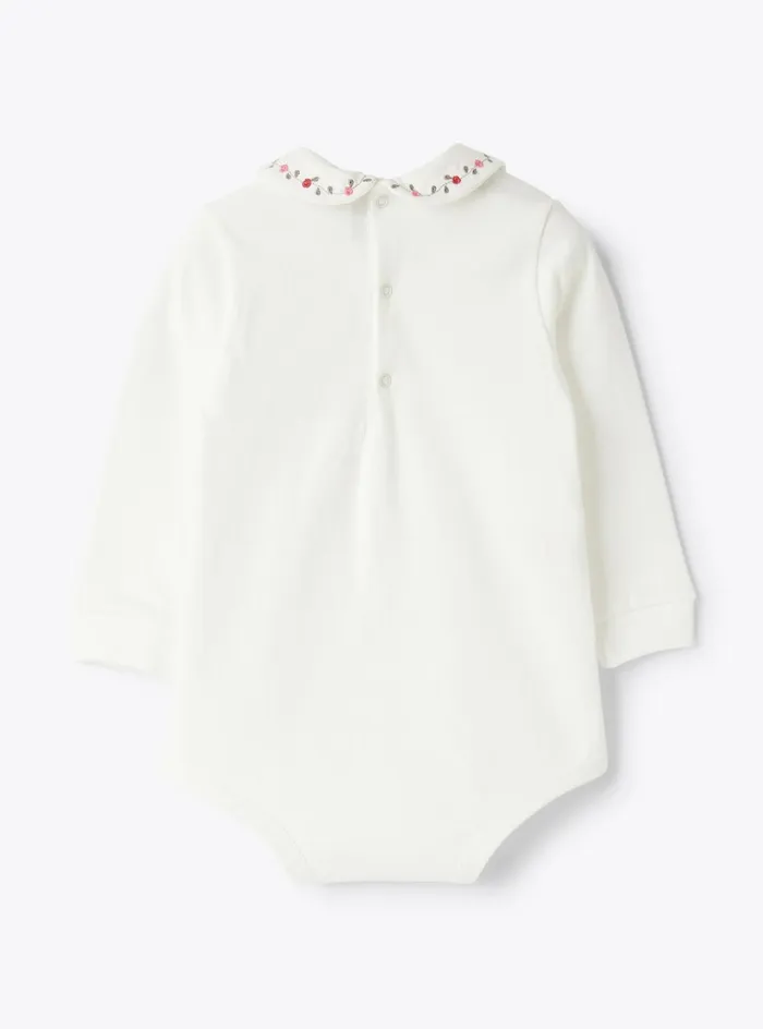 Tshirts Shirts And Bodies Baby 036 Il Gufo Cotton Jersey Bodysuit With Embroidery