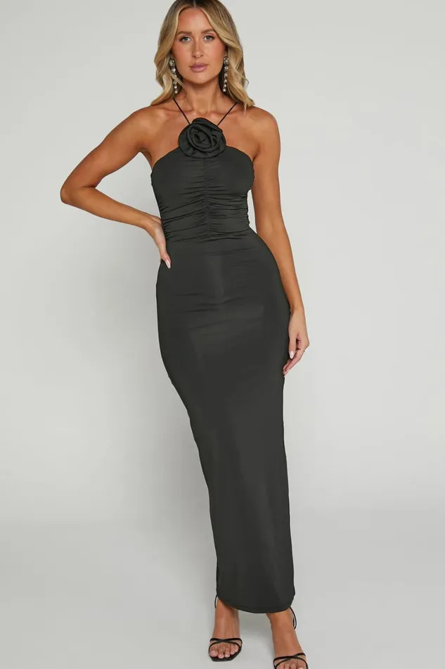 Teagan Midi Dress 8211 Bodycon Ruched Asymmetric Strap Rosette Dress In Black Women Showpo Dresses Teagan Midi Dress 8211 Bodycon Ruched Asymmetric Strap Rosette Dress In Black Women Showpo Dresses