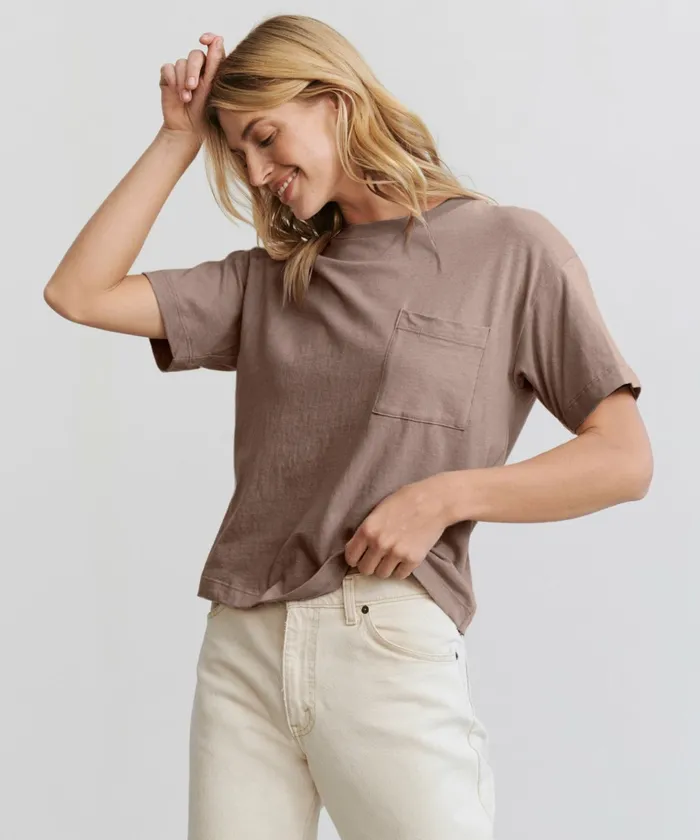 Tees and Tanks Women Jenni Kayne Vintage Pocket Tee Taupe