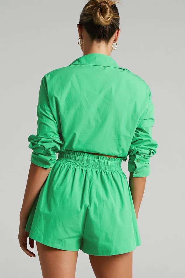 Terah Shorts 8211 High Waisted Shorts In Green Women Showpo Swimwear