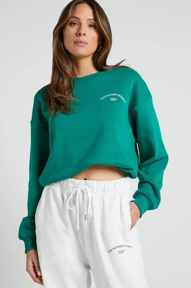 The Hunger Project X Showpo 8211 THP Crew Neck Sweatshirt In Green Women Showpo Activewear