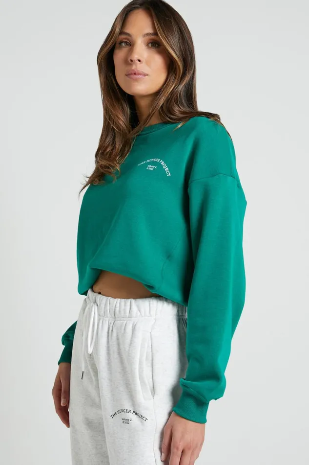 The Hunger Project X Showpo 8211 THP Crew Neck Sweatshirt In Green Women Showpo Activewear