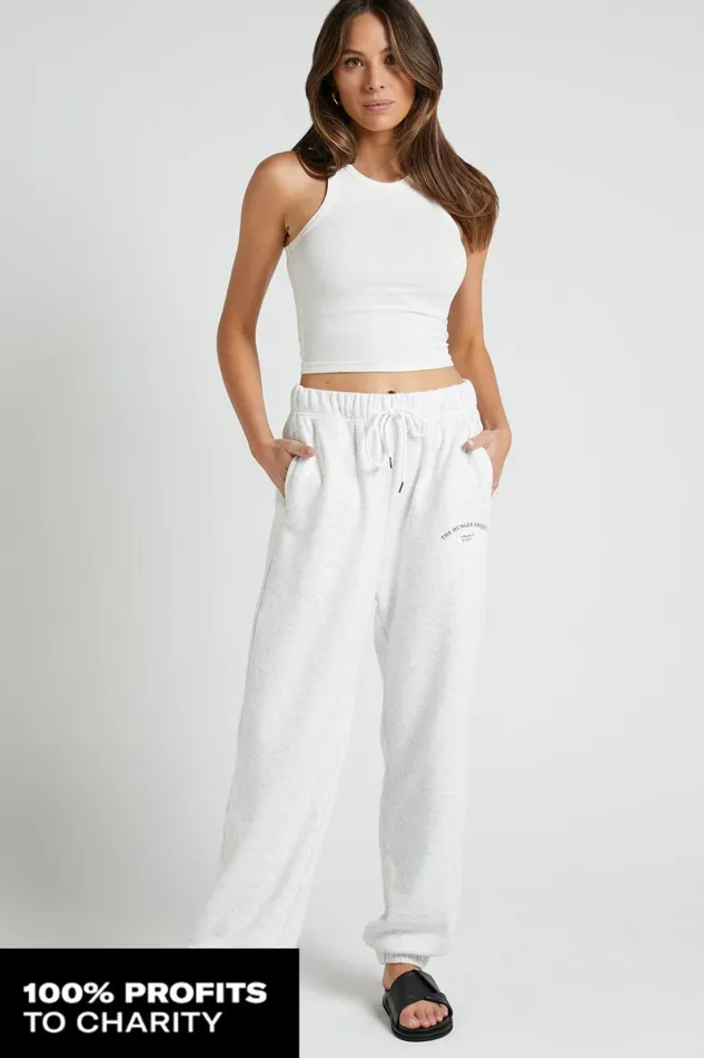 The Hunger Project X Showpo 8211 THP Track Pant In White Marle Women Showpo Activewear