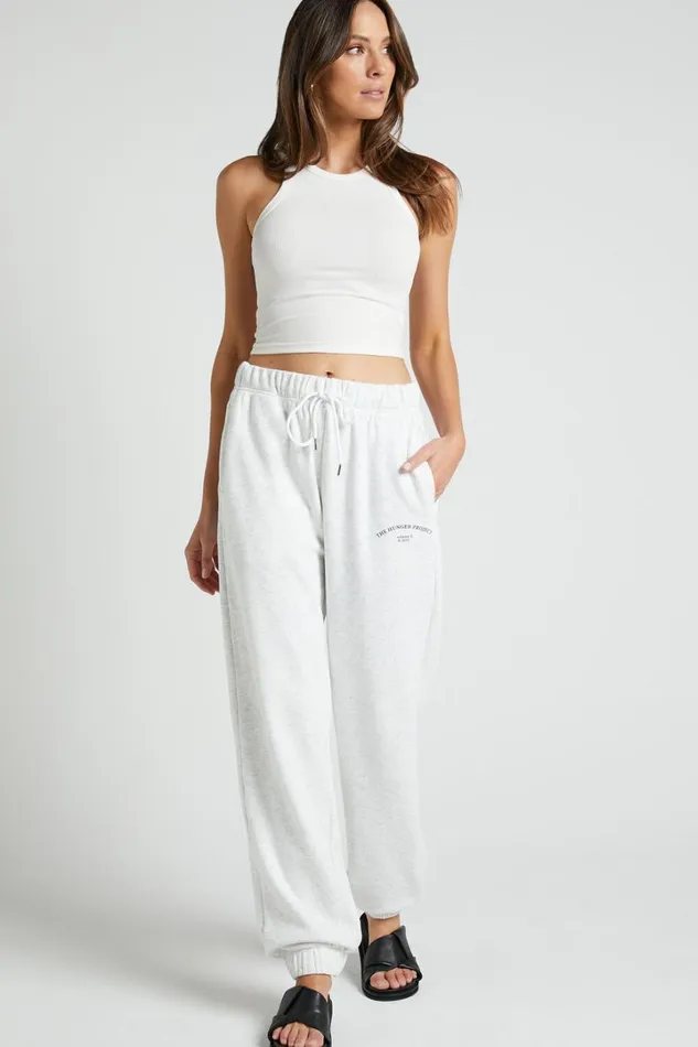 The Hunger Project X Showpo 8211 THP Track Pant In White Marle Women Showpo Activewear