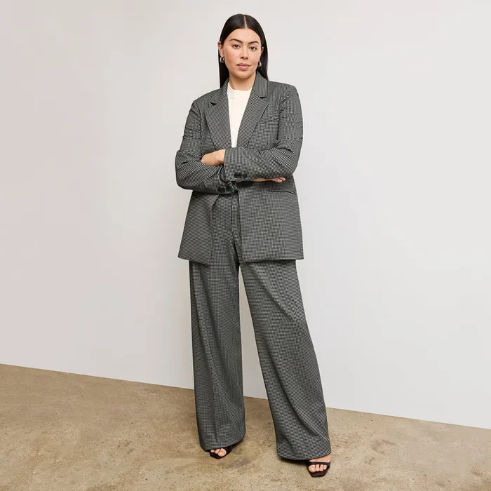 The Tinsley WideLeg Trouser 8211 Knit Suiting Classic Check Women Suiting M M LaFleur