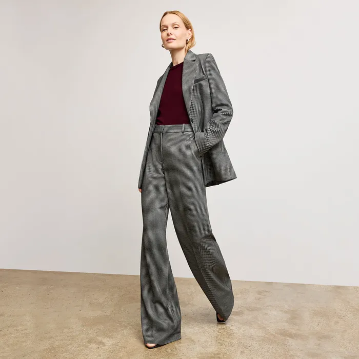 The Tinsley WideLeg Trouser 8211 Knit Suiting Classic Check Women Suiting M M LaFleur