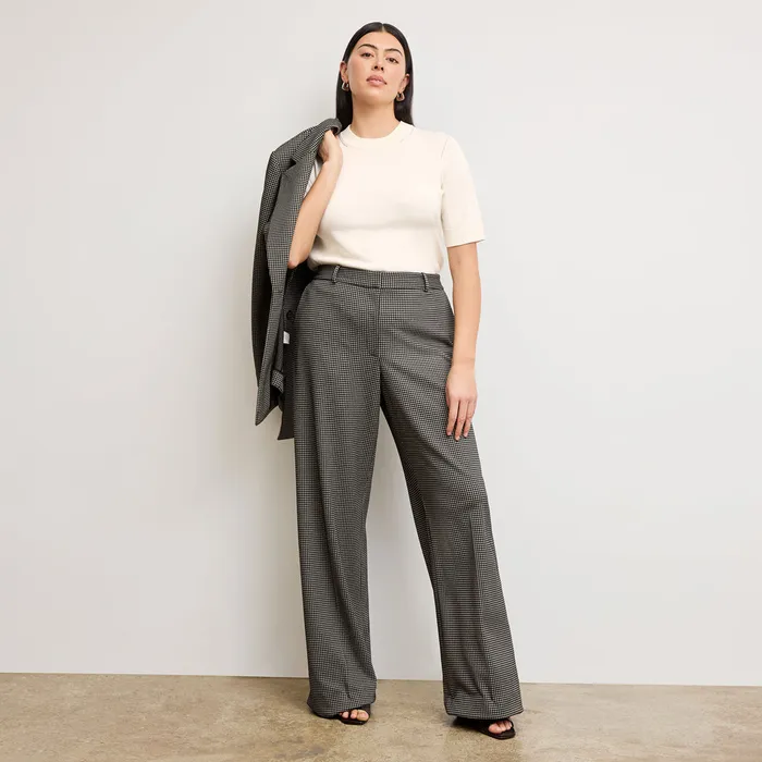 The Tinsley WideLeg Trouser 8211 Knit Suiting Classic Check Women Suiting M M LaFleur