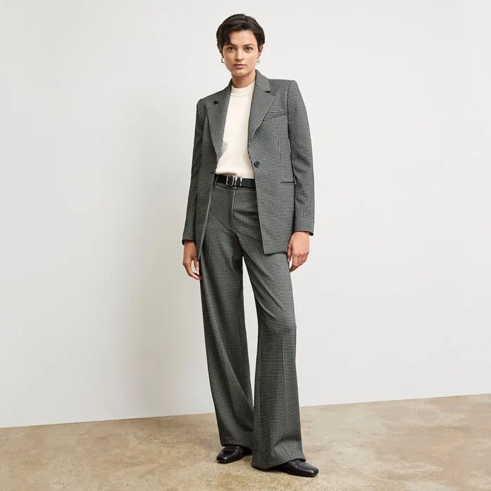 The Tinsley WideLeg Trouser 8211 Knit Suiting Classic Check Women Suiting M M LaFleur