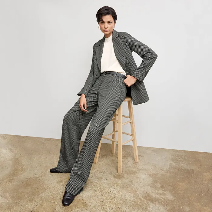 The Tinsley WideLeg Trouser 8211 Knit Suiting Classic Check Women Suiting M M LaFleur